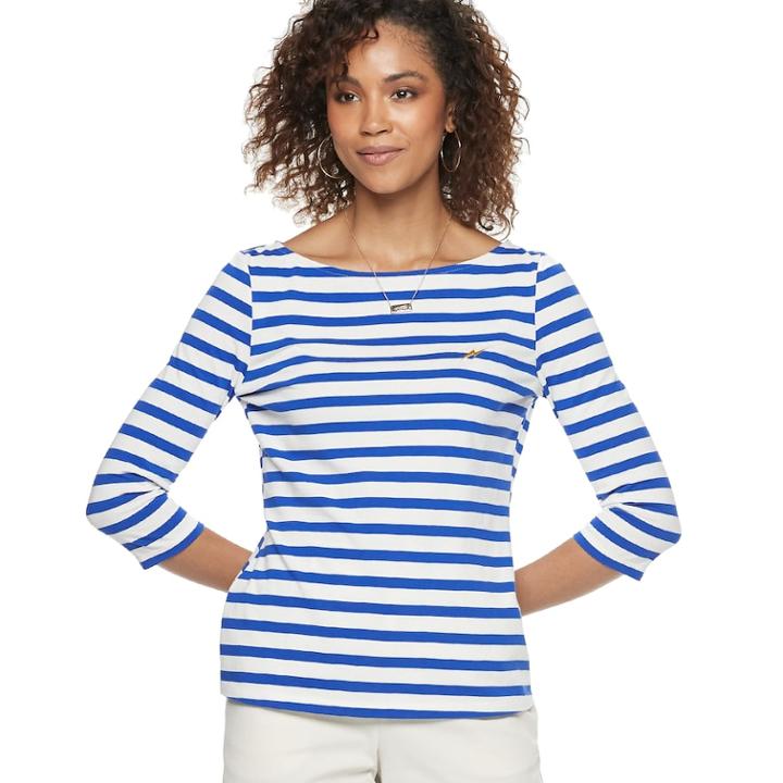 Women's Popsugar Striped Boatneck Top, Size: Large, White