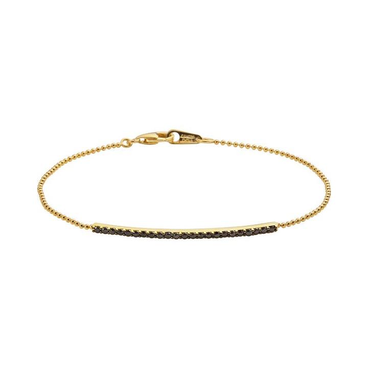 Sophie Miller 14k Gold Over Silver Black Cubic Zirconia Bar Link Bracelet, Women's, Size: 7