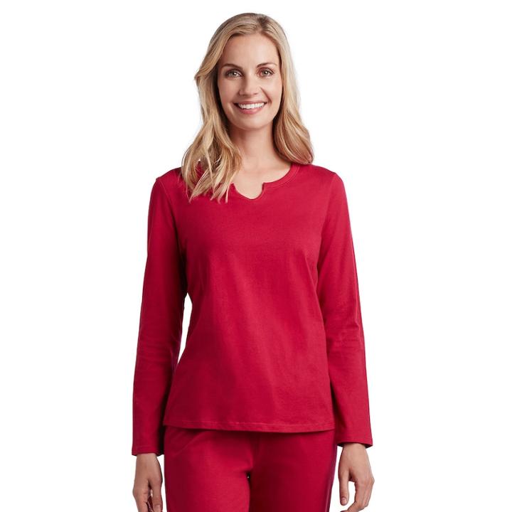 Women's Jockey Pajamas: Cotton Pajama Top, Size: Large, Dark Red