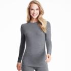Women's Cuddl Duds Softwear Crewneck Top, Size: Xs, Grey (charcoal)