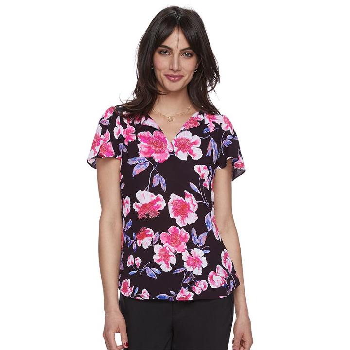 Women's Elle&trade; Chiffon High-low Hem Top, Size: Large, Oxford