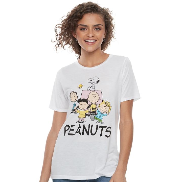 Juniors' Peanuts Graphic Tee, Teens, Size: Small, White