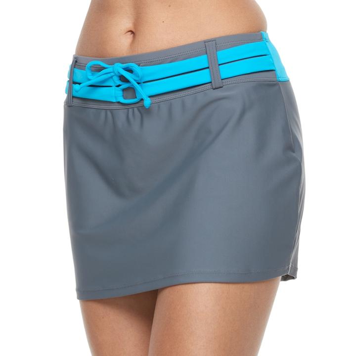 Women's Free Country Colorblock Skirtini Bottoms, Size: Large, Grey