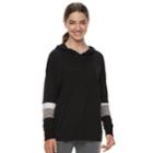 Juniors' So&reg; Striped Sleeve Oversized Hoodie, Teens, Size: Small, Black