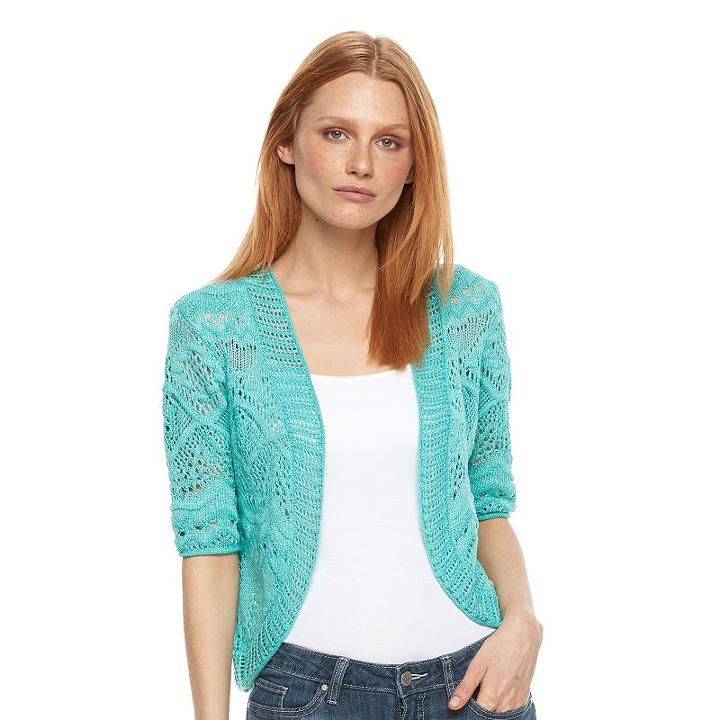 Women's World Unity Crochet Bolero Cardigan, Size: Xl, Blue Other