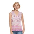 Women's Sonoma Goods For Life&trade; Print Pintuck Top, Size: Small, Dark Pink