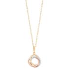 Tri Tone 10k Gold Cubic Zirconia Triple Ring Pendant, Women's, Size: 18