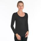 Women's Snow Angel Doeskin Scoopneck Base Layer Top, Size: Medium, Black