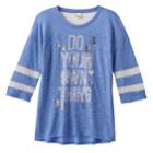 Girls Plus Size Mudd&reg; Lace Yoke Varsity Tee, Size: 16 1/2, Blue (navy)