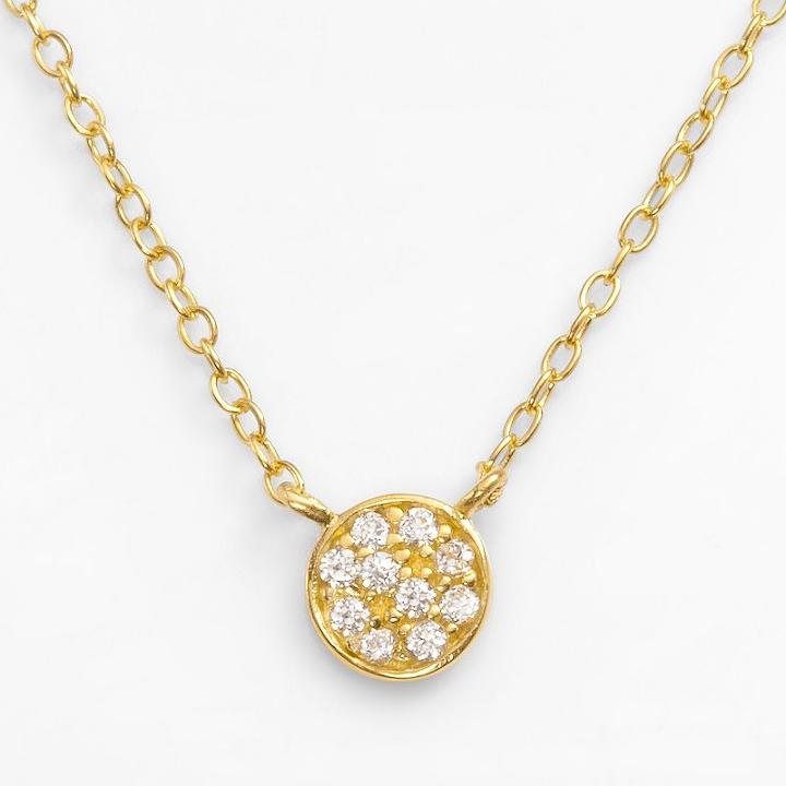 Sophie Miller 14k Gold Over Silver Cubic Zirconia Disc Link Necklace, Women's, Size: 18, White