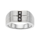 Men's Brushed Sterling Silver 1/4 Carat T.w. Black Diamond Ring, Size: 9