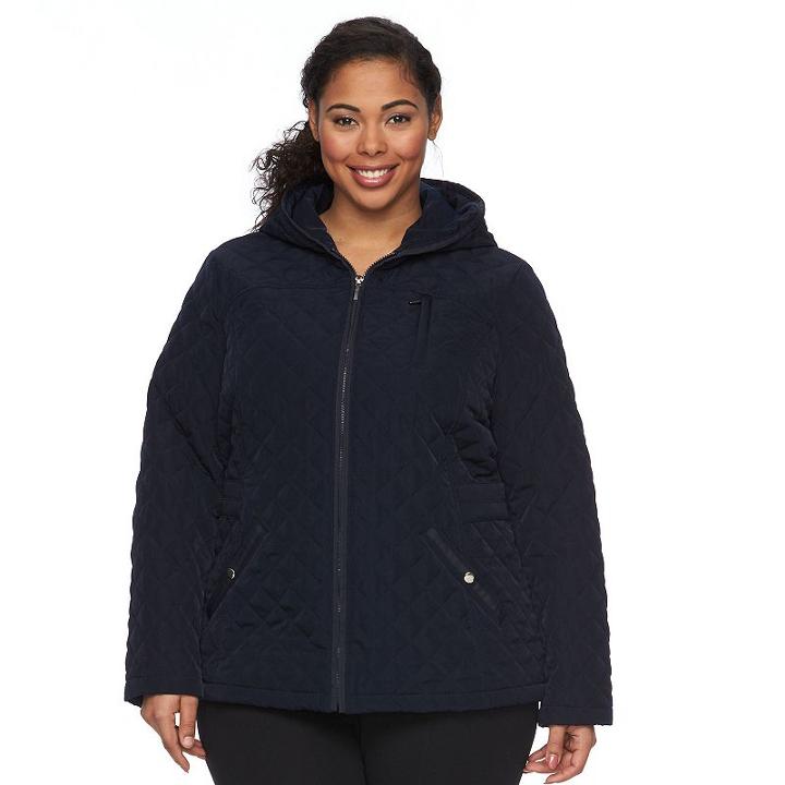 Plus Size Braetan Hooded Quilted Jacket, Women's, Size: 2xl, Blue