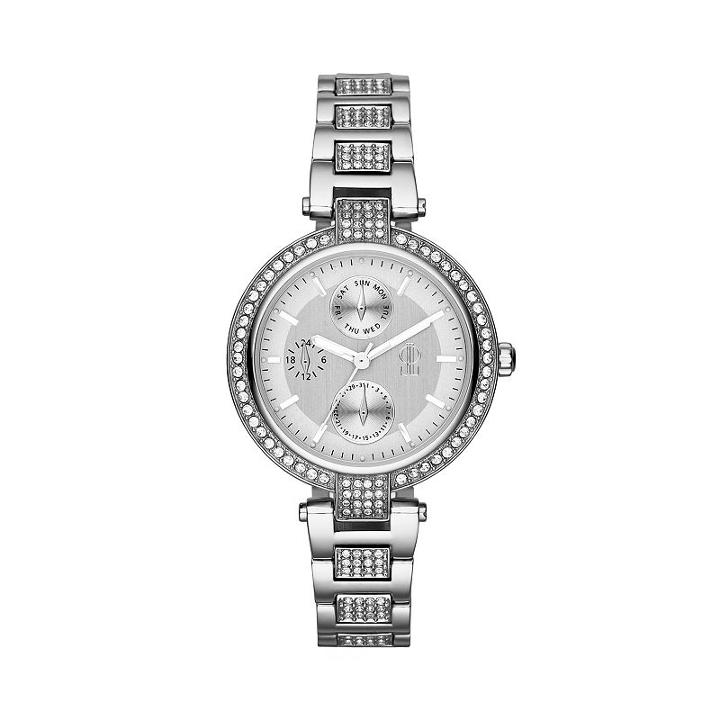 Jennifer Lopez Women's Crystal Stainless Steel Watch, Size: Large, Silver