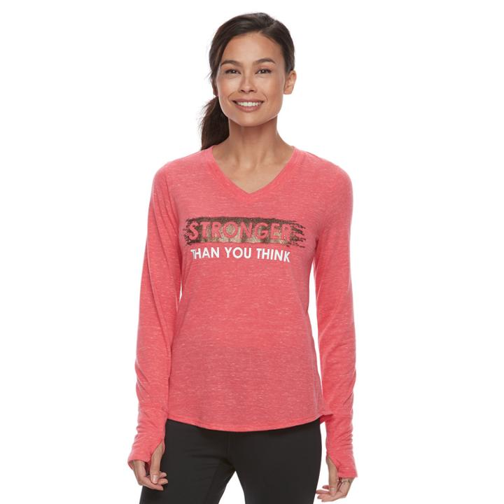 Petite Tek Gear Graphic Athletic Tee, Women's, Size: M Petite, Brt Red
