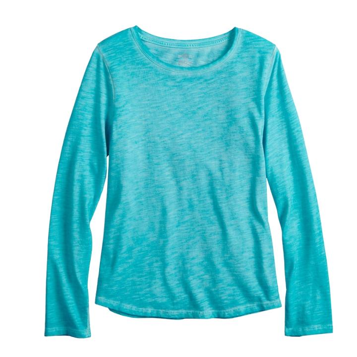Girls 7-16 & Plus Size So&reg; Long Sleeve Core Tee, Size: 18 1/2, Med Blue