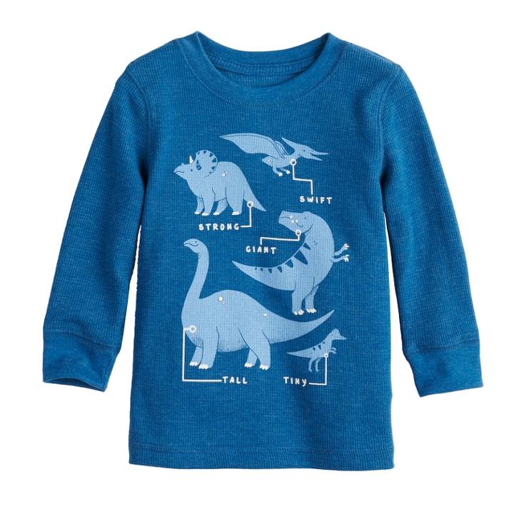 Baby Boy Jumping Beans&reg; Dinosaurs Thermal Graphic Tee, Size: 18 Months, Dark Blue