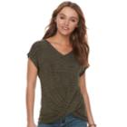 Women's Apt. 9&reg; Twist Front Tee, Size: Large, Green