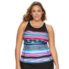 Plus Size Zeroxposur Mesh High-neck Tankini Top, Women's, Size: 18 W, Drk Purple
