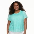 Plus Size Croft & Barrow&reg; Lace Top, Women's, Size: 3xl, Light Blue