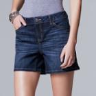 Women's Simply Vera Vera Wang Slit Jean Shorts, Size: 16, Blue (navy)