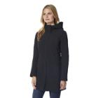 Women's Heat Keep Hooded Long Rain Jacket, Size: Large, Black