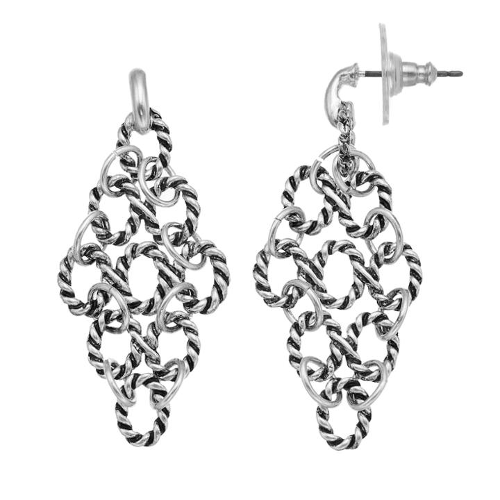 Dana Buchman Twisted Link Kite Earrings, Women's, Silver