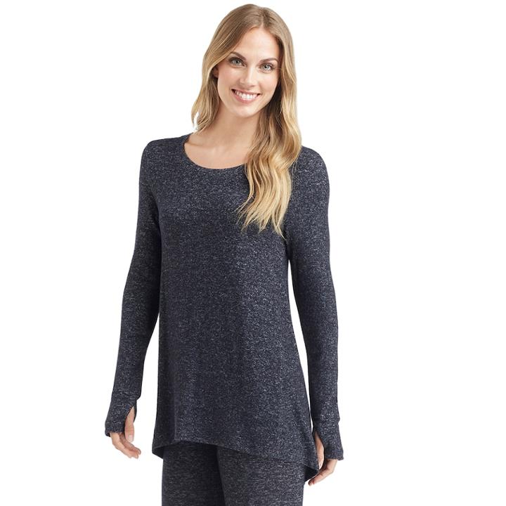 Women's Cuddl Duds Soft Knit Tunic Top, Size: Xl, Grey (charcoal)