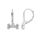 Simulated Crystal Bone Drop Earrings, Women's, Silver