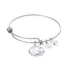 Love This Life Love You To The Moon Floating Charm Bangle Bracelet, Women's, Grey