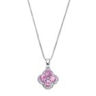 Sterling Silver Lab-created Pink Sapphire & White Topaz Flower Pendant Necklace, Women's, Size: 18