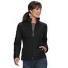 Women's Weathercast Quilted Moto Jacket, Size: Medium, Black