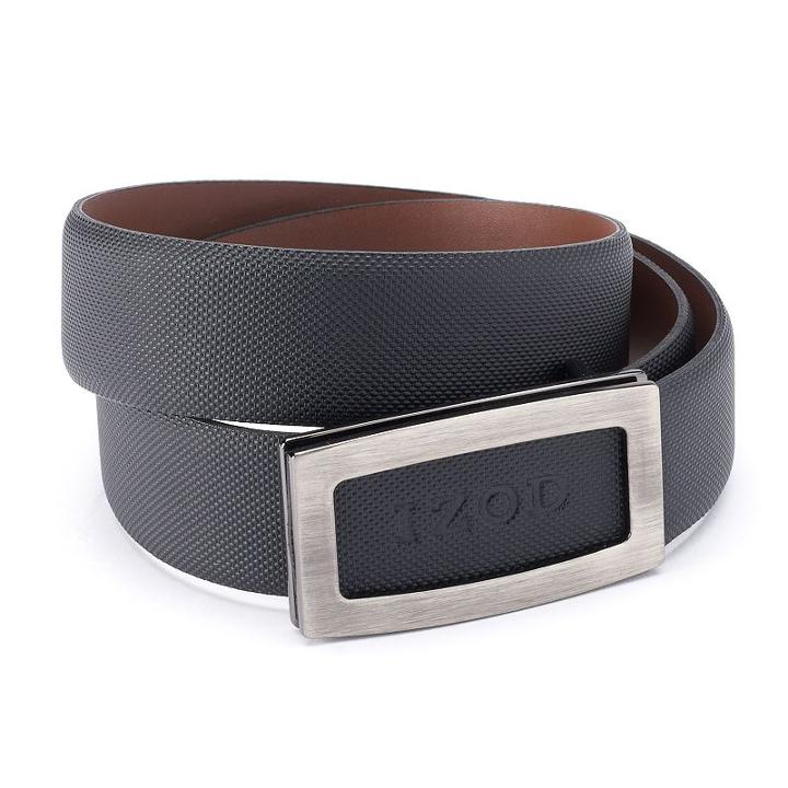 Men's Izod Cutout Logo Plaque Golf Belt, Size: 42, Black