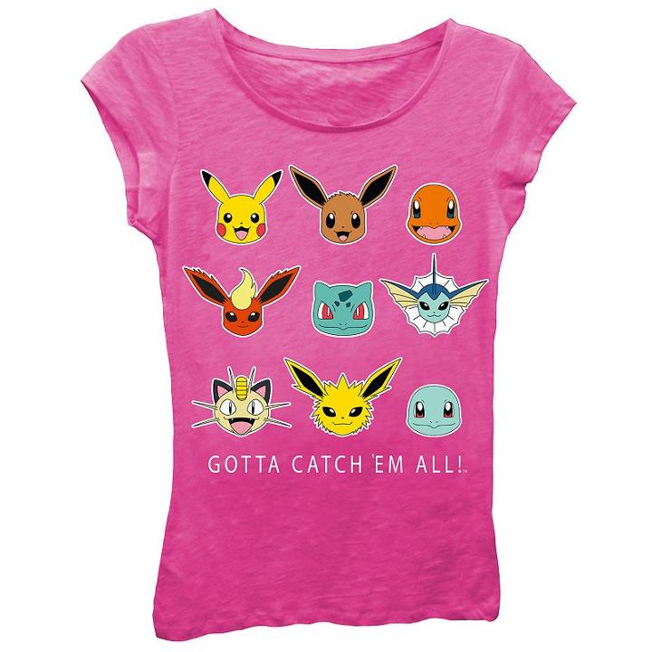 Girls 7-16 Pokmon Gotta Catch 'em All! Hot Pink Tee, Girl's, Size: Medium, Brt Pink
