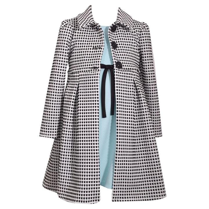 Girls 4-6x Bonnie Jean Textured Knit Coat & Knit Dress, Size: 4, White