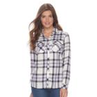Petite Croft & Barrow&reg; Flannel Plaid Button-down Shirt, Women's, Size: Xl Petite, Drk Purple
