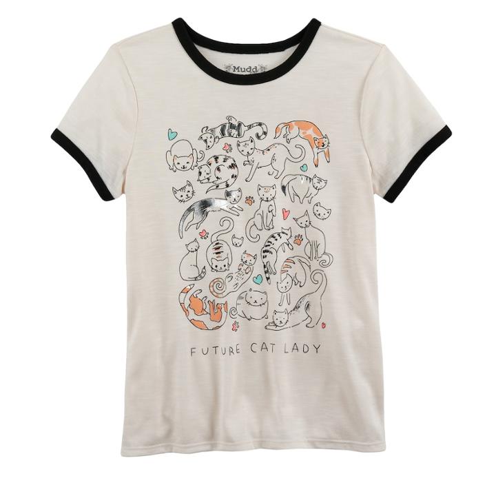 Girls 7-16 & Plus Size Mudd&reg; Ringer Graphic Tee, Size: 14 1/2, White