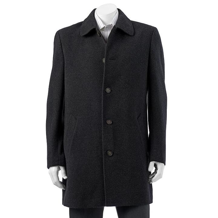 Men's Chaps Classic-fit Charcoal (grey) Wool-blend Coat, Size: 38 - Regular