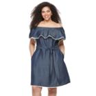 Plus Size Chaya Off-the-shoulder Jean Dress, Women's, Size: 20 W, Dark Blue