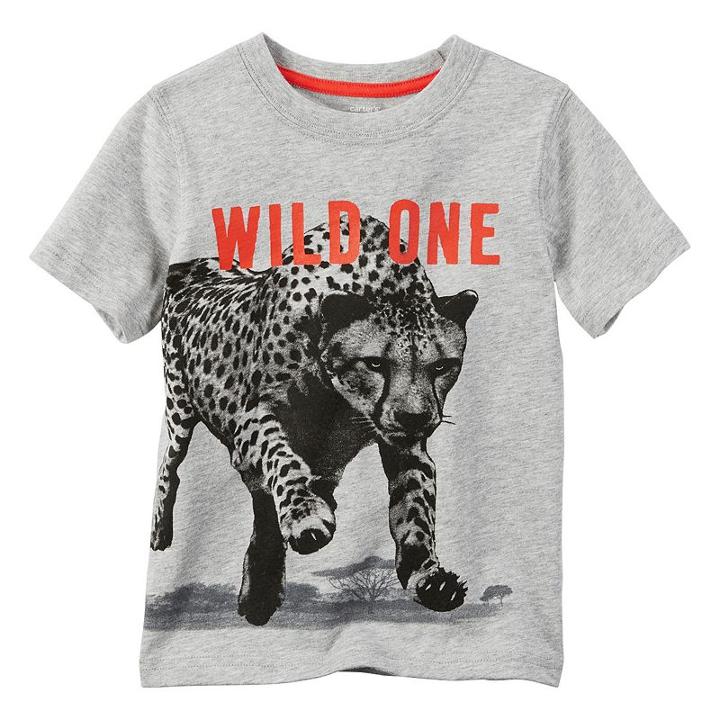Boys 4-8 Carter's Wild One Cheetah Wraparound Graphic Tee, Boy's, Size: 8, White Oth
