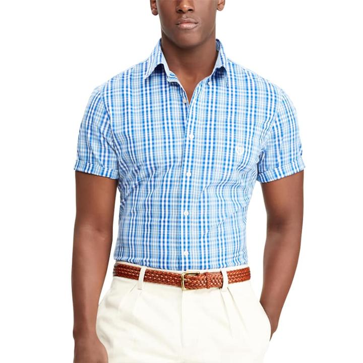Big & Tall Chaps Classic-fit Checked Easy-care Woven Button-down Shirt, Men's, Size: Xl Tall, Blue