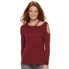 Women's Rock & Republic&reg; Asymmetrical Cutout Top, Size: Xs, Dark Red