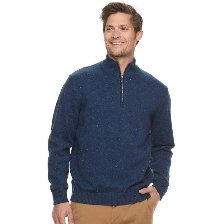 Men's Haggar Regular-fit Quarter-zip Sweater, Size: Medium, Dark Blue