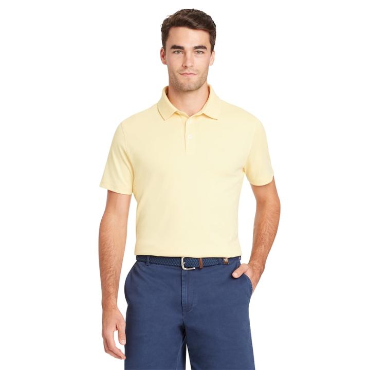 Men's Izod Interlock Solid Polo, Size: Small, Med Yellow