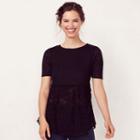 Women's Lc Lauren Conrad Lace Babydoll Top, Size: Xxl, Black