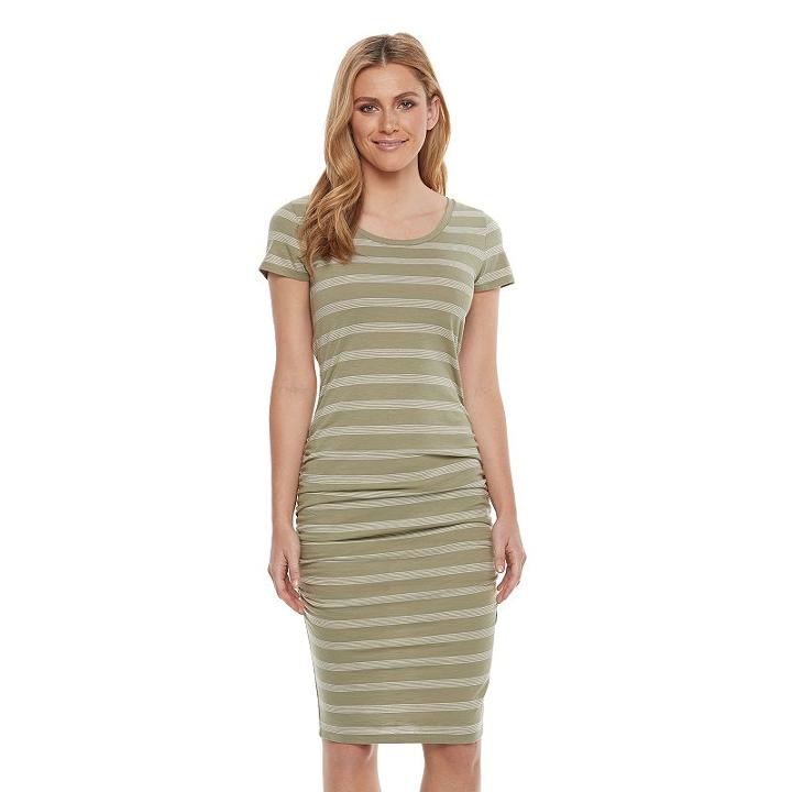 Women's Sonoma Goods For Life™ Striped Midi T-shirt Dress, Size: Medium, Green