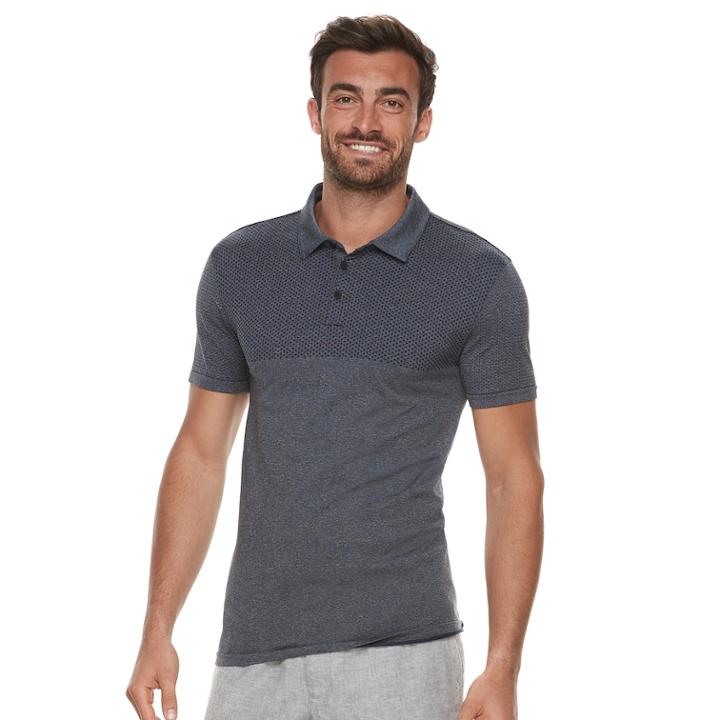 Men's Marc Anthony Slim-fit Textured Contrast Polo, Size: Xl, Blue
