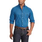 Men's Chaps Classic-fit Patterned Easy-care Stretch Button-down Shirt, Size: Xl, Blue