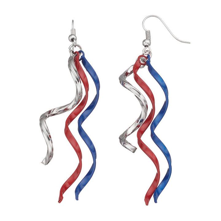 Red, White & Blue Triple Helix Drop Earrings, Women's, Multicolor