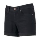 Juniors' So&reg; Roll-cuff Denim Midi Shorts, Girl's, Size: 13, Black