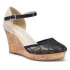 Apt. 9&reg; Women's Lace Platform Wedge Sandals, Size: 9, Black